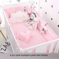 ราคา 5pcs Set Crib Bumpers Fitted Bed Sheets Baby Cotton Cot Bumper Children Barrier For Bed Toddler Childrens Room Beds Bedding (12752435268)