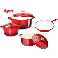ราคา หม้อเหล็กหล่อฝรั่งเศส หม้อเคลือบอีนาเมล 4sets 18cm 22cm 24cm pots 24cm pan enamel Cast iron Dutch oven for cooking and baking หม้อและกระทะ สามารถใช้งานได้กับเตาอบเตาแม่เหล็กไฟฟ้าและเตาแก๊ส (2147259745