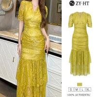 ราคา ZYHT EraVogue เดรสผู้หญิง เดรสสีเหลือง เดรสคอวี เดรสลูกไม้ เดรสทำงาน เดรสไฮโซ เดรสวินเทจ เดรสออกงาน เดรสปาร์ตี้ ชุดราตรี 21186 (21795681007)