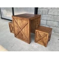 ราคา Kodangmai โกดังไม้ ชุดโต๊ะไม้สน 2 ที่นั่ง ย้อมสีไม้มะค่า แต่งไม้คาดกากบาท โต๊ะ 1 ตัว เก้าอี้ 2 ตัว (20881712744)