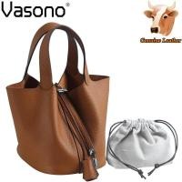 ราคา 2020คุณภาพสูงและใหม่เสื้อเมล็ดข้าว100 Pure Cowhide Picotinผู้หญิงกระเป๋าถือทรงสูงผู้ถือกระเป๋าถังกระเป๋า (7406594826)