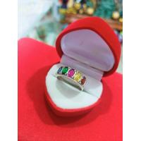 ราคา แหวนเงินแท้พลอยนพเก้าพลอย5 เม็ดเงินแท้ 92 5 (16550255202)