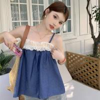 ราคา NICK เสื้อยีนส์ย้อนยุคอเนกประสงค์ผ้าชีฟองเย็บสายเอี้ยมสีสันเสื้อกั๊กชายระบาย (21643571423)