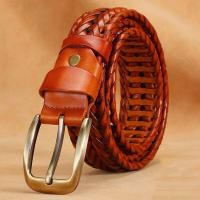 ราคา HOT11 แท้ผู้ชายหนังถักเข็มขัด Webbing คุณภาพสูง Hand Vintage เข็มขัดผู้ชายหัวเข็มขัด Cal สำหรับกางเกงยีนส์สายคล้อง (20457672360)