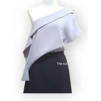 ราคา เสื้อปาดไหล่ มีเเขนข้างเดียว ผ้าซาร่า (431358616)