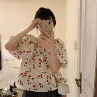 ราคา เสื้อเชิ้ตลายดอกคอบัวผู้หญิงเสื้อแบบสั้นแขนพองสดใสแบบใหม่ฤดูร้อนปี2024เสื้อตัวเล็กสวยเก๋ (21572085078)