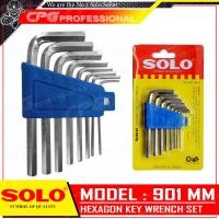 ราคา SOLO ประแจ ประแจหกเหลี่ยม ชุบขาว สั้น CRV ชุด 8 ชิ้น รุ่น 901 8 Size mm เบอร์ มิลลิเมตร (409181006)