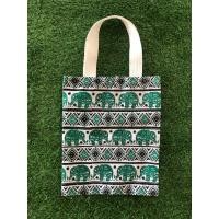 ราคา กระเป๋าผ้าลายช้าง ถุงผ้าลดโลกร้อน ของฝาก ของชำร่วย งานทำมือ ขนาด23x24cm (21712709238)