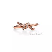 ราคา Tiffany Co Tiffany Knot Ring 18k Yellow Rose Platinum พร้อมเพชร แหวนออกแบบแบรนด์หรู (21576040326)
