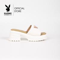 ราคา Playboy รองเท้าแตะส้นตึก ลิขสิทธิ์แท้ รุ่น ST HS242C106 ดีไซน์ตกแต่งอะไหล่โลโก้สามเหลี่ยม มี 2 สี สีขาวและสีดำ (21783929114)