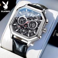 ราคา PLAYBOY สำหรับบุรุษ นาฬิกาต้นฉบับสำหรับบุรุษ ส่องสว่าง กันน้ำปฏิทินสายหนัง คลังเวลา สี่เหลี่ยม นาฬิกาลำลองสำหรับบุรุษ (21719937203)