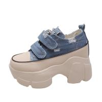 ราคา ใหม่แฟชั่นคริสตัล Denim แพลตฟอร์ม Wedge ลำลองฤดูใบไม้ผลิฤดูร้อนฤดูใบไม้ร่วง Comfy High ยี่ห้อ Chunky รองเท้าผ้าใบ9ซม รองเท้าส้นสูง Shoes (20914030862)