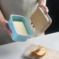 ราคา SWEEJARเซรามิคจานใส่เนยกล่องฝาไม้ขนาดใหญ่Butter Keeper Multifunctionalกระปุกใส่เครื่องสำอาง (3340436196)