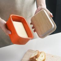 ราคา SWEEJARเซรามิคจานใส่เนยกล่องฝาไม้ขนาดใหญ่Butter Keeper Multifunctionalกระปุกใส่เครื่องสำอาง (3340436199)