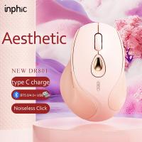 ราคา เมาส์ไร้สาย inphic DR801 Bluetooth Wireless Mouse Rechargeable Silent Click 2400dpi Optical Mice Multiple Connections 2 4GHz Bluetooth5 0 4 0 (21426834487)