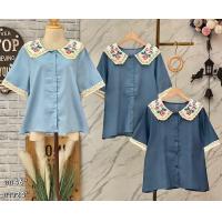 ราคา เสื้อยีนส์ คอจีน ปักสวย อก46ยาว24นิ้ว สั่งสีและลายในแชท ปลีกและส่ง (21629138342)