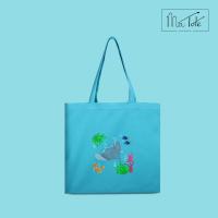 ราคา Louis Montini ma tote กระเป๋าผ้าแคนวาสกันน้ำ Tote Bag Ocean Blue CVR004 (19813797551)