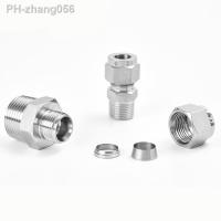 ราคา 304 stainless steel double card sleeve joint BSP thread Pipe connector OD1 8 quot 3 8 quot 1 4 quot 1 2 quot To 3 4 6 8 10 12mm (18851567937)