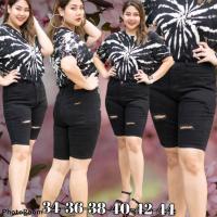 ราคา กางเกงยีนส์ไซส์ใหญ่ เอว 34 44 กางเกงขา 3 ส่วน รุ่นนี้ขายดีมาก เป็นที่นิยม ผ้ายืด เอวสูง (8572685372)