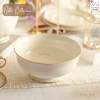 ราคา Violet Flamingo จานชามเซรามิครุ่น Noble Collection งานเกรดพรีเมี่ยม Premium Fine Porcelain สีขาวงาช้างขอบทอง (21618375939)