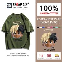 ราคา TrendSirพร้อมส่งเสื้อยืดผ้าคอตตอน เสื้อยืด oversize เด็กชายสไตล์ฮิปฮอป 9สี M 3XL (21543908917)