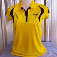 ราคา เสื้อออกกำลังกาย เสื้อกีฬา Sports สีเหลืองแถบดำ คอปก คอวี เนื้อผ้าคุณภาพสูง Polyester (21470673411)
