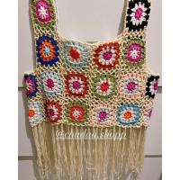 ราคา เสื้อครอปถักไหมพรมแฟชั่น แต่งปลายพู่ยาว เสื้อครอปถักโครเชต์ เสื้อถัก สายเดี่ยวถักไหมพรม (15234945873)