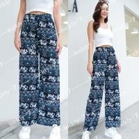 ราคา พร้อมส่งร้านในไทย กางเกงช้างขายาว ผ้าบางเบา กางเกงช้างขาปล่อย เอวยางยืด (21325716475)