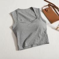 ราคา เสื้อกล้ามสายเดี่ยวเซ็กซี่มีฟองน้ำเสริมทรวงอกสำหรับผู้หญิงเสื้อแขนกุดคอเหลี่ยมสีล้วนตัวสั้นใส่ด้านในใส่ด้านนอกแมทช์ลุคง่ายสำหรับสาวแซ่บ (21546080880)