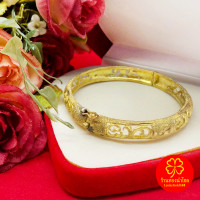 ราคา กำไลคลิปล็อคทองเหลืองฉลุลาย เส้นผ่านศูนย์กลาง 5 3 ซม งานทองเหลืองแท้ งานดิบไม่ได้ชุบ ทองเหลืองโบราณ (21644138184)