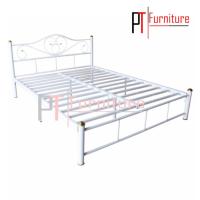 ราคา PT ส่งทั่วไทย เตียงเหล็ก ขากว้าง 2 นิ้ว ขนาด 6 ฟุต รุ่น Lotus 6 สีขาว (302248770)