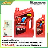 ราคา ชุดเปลี่ยนถ่าย NAVARA น้ำมันเครื่องดีเซล Valvoline MAXLIFE DIESEL 10W 40 ขนาด6 1L สังเคราะห์แท้ แถมฟรี ก เครื่องNavara 1ลูก ยี่ห้อSAKURA (7170558998)