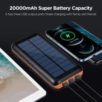 ราคา Solar Power Bank 20000 mAh Solar Charger Outdoor USB C External Battery Power Bank Solar Cell with 3 Outputs Battery Pack Torch for Camping and Longer Trips (19540039785)