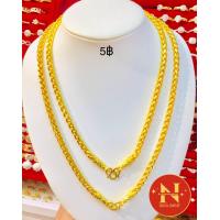 ราคา สร้อยคอ ลายเปียหางกระรอกพ่นทรายตัดลาย น้ำหนัก 235 บาท งานสวยเสมือนจริง ทองหุ้ม ทองชุบ นพคุณห้างทอง (19477750195)