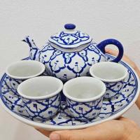 ราคา ชุดกาน้ำชาทรงฟักทองเล็ก ชุดกาน้ำชาเซรามิค ชุดกาน้ำชาลายไทย ลายสับประรด เซรามิคแท้ ชุดน้ำชา (21529112078)