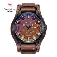 ราคา นาฬิกาข้อมือควอตซ์สปอร์ตลายคลื่นความโน้มถ่วงของผู้ชายกันน้ำหน้าปัดใหญ่สีน้ำเงินกระจกสายหนังเทียม (17054326254)