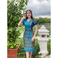 ราคา ชุดไทย เดรสทอผ้าไทย รุ่นไหมแพรทิพย์ โบว์ยาว (20957233759)