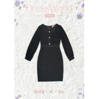 ราคา S XL 898 งานป้าย Dress World ชุดเดรสสั้นคอปก แขนยาว แต่งกระดุมอก สีพื้น น่ารัก เรียบร้อย (18909192332)