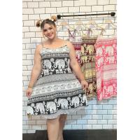 ราคา เดรสสายเดี่ยวลายช้าง เดรสสาวอวบ ใส่ไปทะเล ใส่เที่ยวสงกรานต์ ด203 (21568667618)