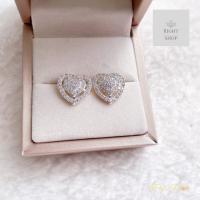 ราคา ต่างหูเพชรกระจุกรูปหัวใจล้อมเพชรใส่ออกงาน ขนาดประมาณ1 5cm (21493717922)
