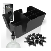 ราคา Premium Rectangular Bar Caddy Black กล่องจัดระเบียบทิชชูและหลอดเพิ่มพื้นที่ใช้งานทรงเหลี่ยมสีดำพรีเมียม แถมฟรี จุกรินเหล้า Pourer 12 สีดำในเซต (20947206531)