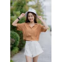 ราคา 119 M เสื้อเชิ๊ตครอปปกเทเลอร์ทรงสวย ผ้าเนื้อดี (18065171955)