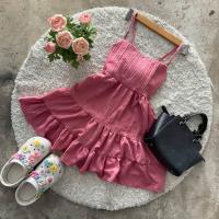 ราคา มินิเดรส สายเดี่ยว สีหวานพาสเทล ทรงบานชายระบาย (17533697753)