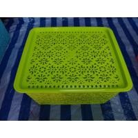 ราคา ตะกร้า ตะกร้าเหลี่ยมมีฝา ตะกร้ามีฝาปิด ตะกร้าใส่ของลายฉลุดอกไม้ กล่องใส่ของมีฝา ตระกร้าฝาปิด ตระกร้าใส่ของ มี2ขนาด (16082352890)