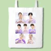 ราคา กระเป๋าผ้าแคนวาส กระเป๋าผ้าลายBTS บังทัน V 2 กระเป๋าสะพายข้างลายน่ารักสไตล์เกาหลี ถุงผ้า (15117690744)