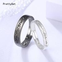 ราคา 2ชิ้น ชุดหัวใจแหวนคู่รักโรแมนติก ECG สีดำสีขาว Forever Love แหวนแต่งงานให้คำมั่นสัญญาของขวัญวันวาเลนไทน์ (21230297052)