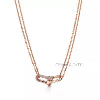 ราคา Tiffany Co Tiffany Hardwear ขนาดบวกโซ่คู่สีเหลือง กุหลาบ ขาว 18k จี้ทองประดับเพชร Pave สร้อยคอออกแบบแบรนด์หรูสำหรับคนรักของขวัญโรแมนติกที่สุด (21575951516)