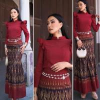 ราคา S XL ขายแยก ชุดเซต2ชิ้นลายไทยสีฟ้า ชุดไทยล้านนาเสื้อทรงไทยบรม มาคู่กระโปรงสำเร็จรูป ทรงเข้ารูป สวยมาก ชุดไทยจิตรลดา ชุดไทยประยุกต์ ชุดไทยเข้าเซ็ท ชุดไทยใส่ออกงาน ใส่ทำบุญ (21330508230)