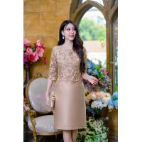 ราคา 7 สี เดรสลูกไม้ถักลายสวยมากเย็บทับเดรสผ้าไหมสังเคราะห์เนื้อสวยนุ่มมีซับในสวยหรู S 3XL เดรสใส่ไปงานแต่ง ชมพู ฟ้า ทอง บานเย็น เดรสออกงาน สวยหรู (21418032971)