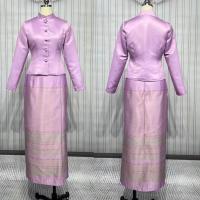 ราคา ชุดไทยจิตรลดาสีชมพูหวาน ผ้าพิมพ์ลายอัดกาว ชุดจิตรลดาแขนยาว ชุดไทยประยุกต์ ชุดไทยเข้าเช็ท เสื้อทรงจิตรลดา กระโปรงสำเร็จ (21265349892)